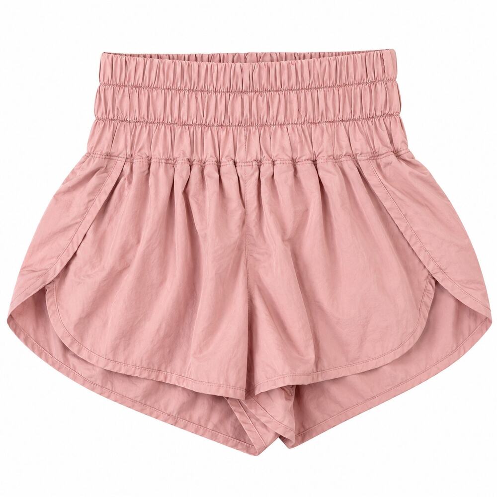 FP Movement High Rise Smocked Waist The Way Home Shorts Pink Womens S Athletic